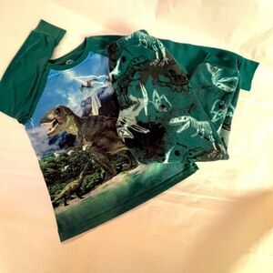BOY’S sz 8 2-piece Wonder Nation glow in the dark green dinosaur fleece pajamas